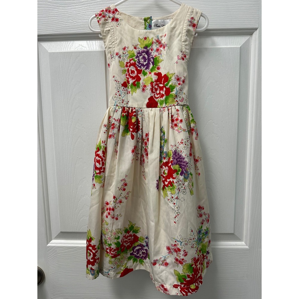 Rare Editions Sleeveless Dress Beige Floral Size 6X